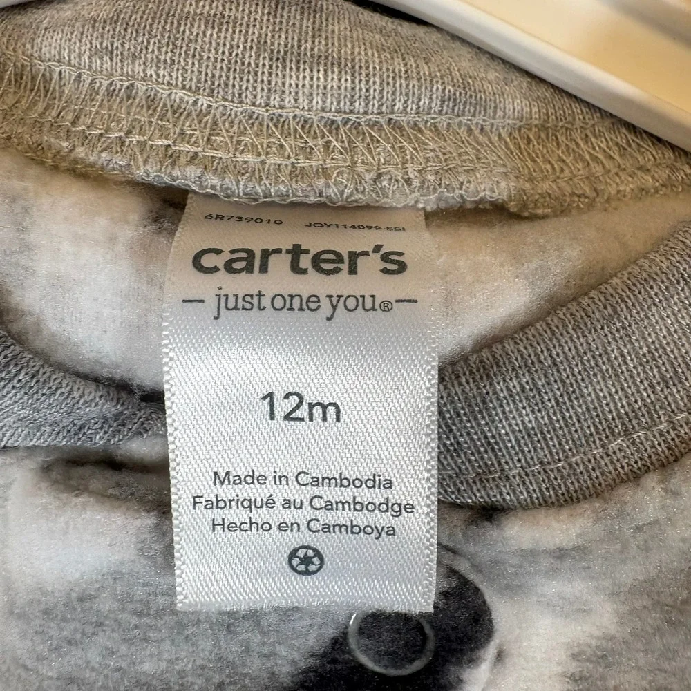 Carters Pajamas Unisex Baby 12M Red Gray Fleece Plaid Polar Bear 2 Pack 6R739010